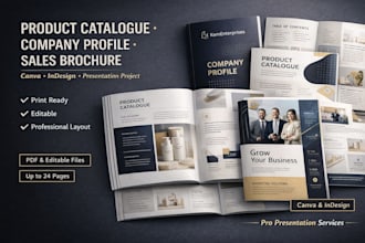 design marketing brochure, company profile, real estate, employee handbook