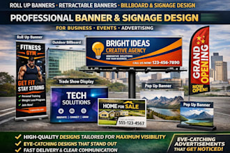 do roll up banner, retractable banner, feather flag, pull up, billboards signage