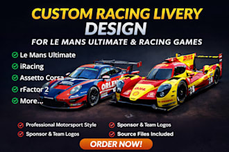 design custom livery for lemans ultimate, motorsport livery, car wrap design