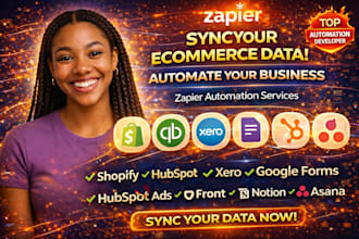 zapier ecommerce sync data from shopify quickbooks xero google forms hubspot ads