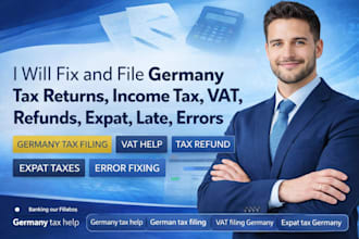 do german tax return, vat, income tax,corporate tax, bookkeeping for businesses