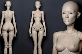 sculpt 3d bjd articulated model, 3d bjd toy design, flexi model for 3d printing