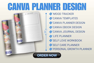 design editable self care awareness planner, self love workbook, life planner