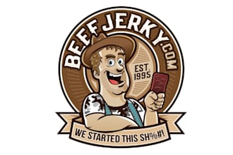design motivation mascot beef jerky logo