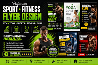 design sport fitness flyer gym yoga club flyer banner poster brochure even flyer