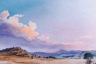 do handrawn watercolor landscape on paper