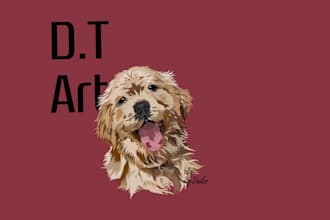 draw cute custom dog or pet vector portrait illustration