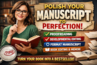 do proofreading, developmental editing, format manuscript, book editing, memoir