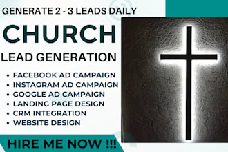 provide exclusive church leads, church facebook ads, church google ads video ads