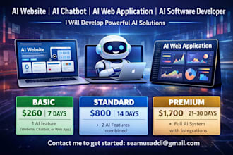 develop ai website, ai chatbot, ai web application, ai software developer