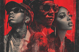 design a rap or trap album cover art with parental advisory