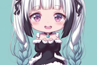make anime chibi character with background