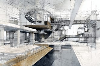 do architecture sketches in high quality