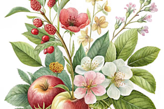 create digital botanical watercolor clipart of flowers
