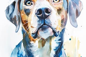 make watercolor pet portrait, dog portrait cat portrait