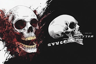 draw skull art for streamer band merch t shirt