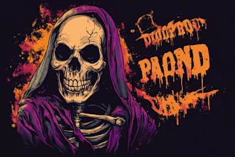 create skull, skeleton, reaper illustration for your tshirt, logo or sticker
