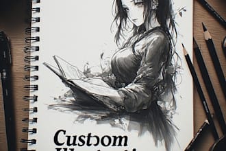 draw ink and pencil illustration for you