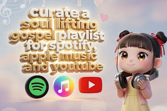 curate a soul lifting gospel playlist for spotify, apple music and youtube