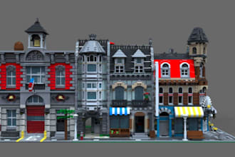 design 3d lego model, lego house, lego moc, toy and decal with instruction set