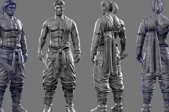 creates 3d character model for games or film