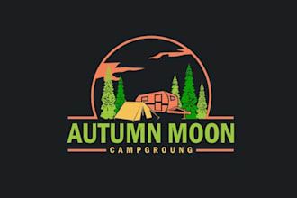 design campy and fun tents trailers campfires logo