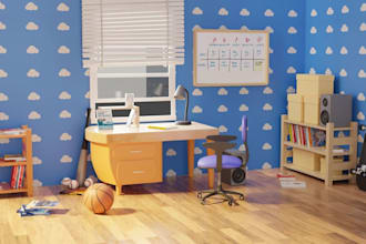 design 3d cartoonish interior, render stylized room,pixar style,game environment