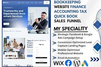 design bookkeeping website finance accounting tax leads quick books sales funnel