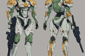 make a custom mecha suit character with weapons