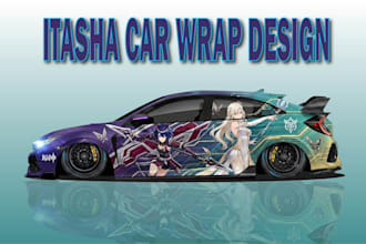 create premium  racing car wrap  design itasha wrap