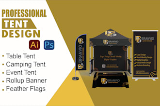 design a professional canopy tent, feather flag, table cover design