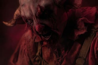 draw grotesque horror character with gore detail