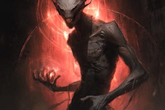 design disturbing horror entity or demon character