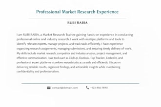 work do market research and online research for business