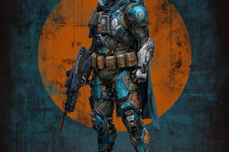 design space warrior sci fi character illustration