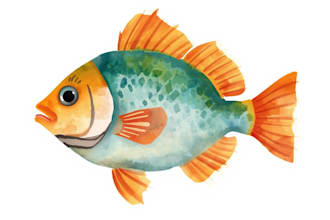 draw cute and artistic watercolor fish portrait