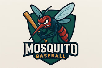 do modern mosquito baseball mascot logo design and redesign