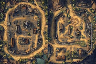 illustrate fantasy map and rpg battle map design for dnd and ttrpg