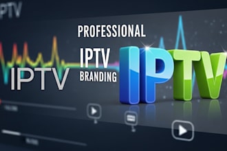 design a professional iptv logo, banner, poster and 3d mockup