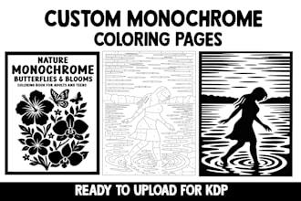create custom monochrome coloring pages for amazon KDP in any niche