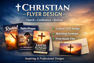 design professional christian flyer card, envelop and letterhead designs