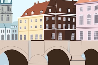 create custom city, urban and travel landscape poster illustration