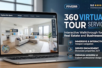 create an interactive 360 virtual tour or virtual walkthrough website