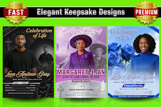 design funeral flyer, memorial flyer, obituary program in 5 hrs