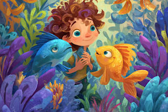 create beautiful children story book illustrations