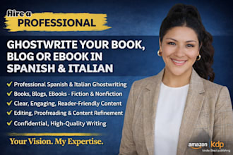 ghostwrite your book blog ebook in spanish, italian ghostwriter spanish writer
