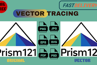 manually vector trace, redraw logo, and convert png jpg to vector