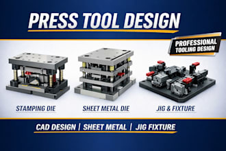 design stamping press tool die, sheet metal die, jig and fixture in cad