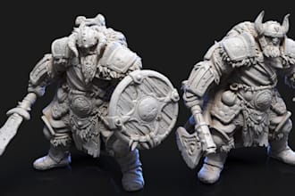 sculpt high quality 3d miniature character, tabletop modeling for printing