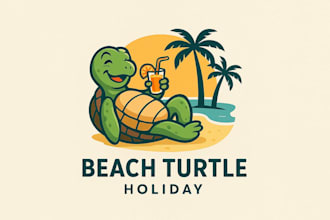 create beach turtle holiday mascot logo for your business only 12 hours